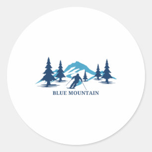 Adesivo Redondo Blue Mountain Ski Resort Skiier