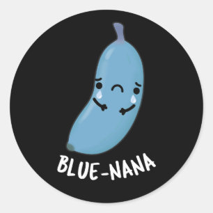 Adesivo Redondo Blue-nana Funny Banana Pun Dark BG