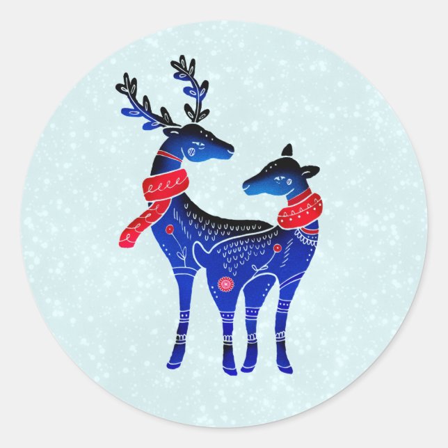 Adesivo Redondo Blue Nordic Christmas Reindepaer (Frente)