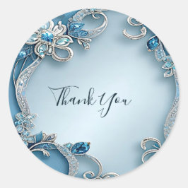 Adesivo Redondo Blue Ornate Floral Sticker