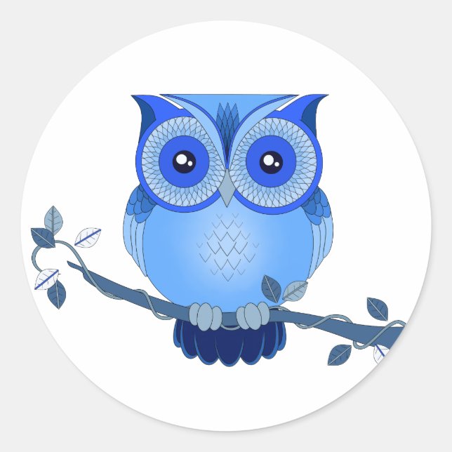 Adesivo Redondo Blue Owl Stickers (Frente)