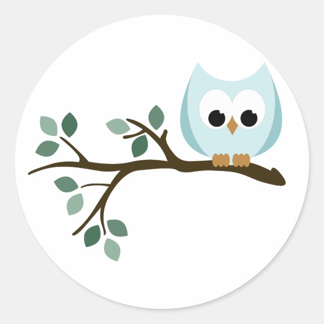 Adesivo Redondo Blue Owl Stickers (Frente)