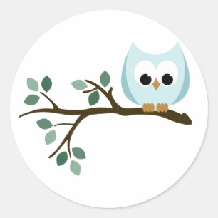 Adesivo Redondo Blue Owl Stickers