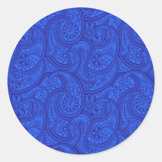 Adesivo Redondo Blue Paisley (Frente)