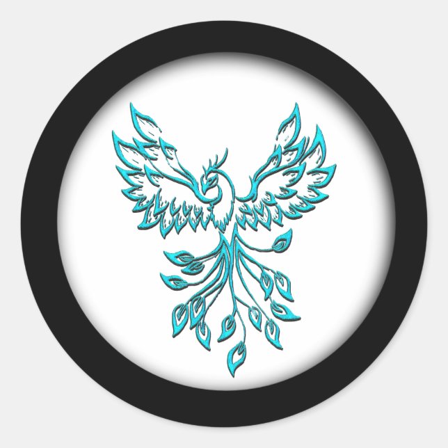 Adesivo Redondo Blue Phoenix nasce em branco (Frente)