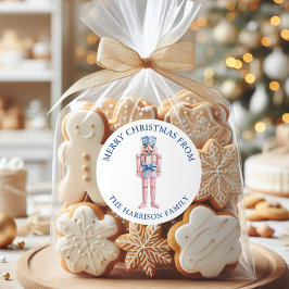 Adesivo Redondo Blue Pink Chinoiserie Toile Nutcracker Natal