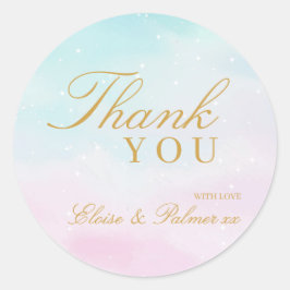 Adesivo Redondo Blue Pink Ombre Gender Reveal Baby Shower Thank