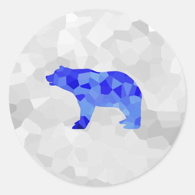 Adesivo Redondo Blue Polar Bear Geométrico Winter Snowy Blizzard (Frente)