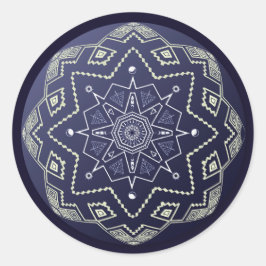 Adesivo Redondo Blue Porcelain Sphere Mandala Sticker