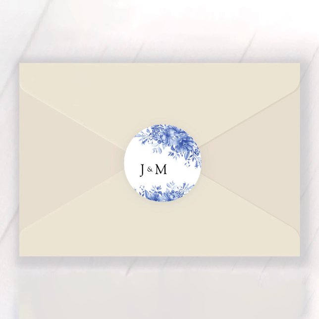 Adesivo Redondo Blue Porcelain Wedding (Criador carregado)