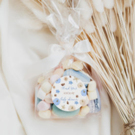 Adesivo Redondo Blue Pumpkin Boy Baby Shower Obrigado