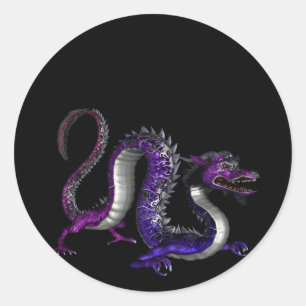 Adesivo Redondo Blue Purple Dragon Design 2 : Fantasy Stickers