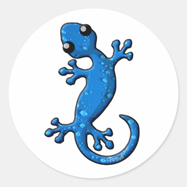 Adesivo Redondo Blue Rain Gecko Lizard (Frente)