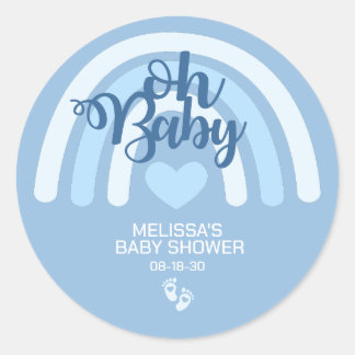 Adesivo Redondo Blue Rainbow Baby Shower
