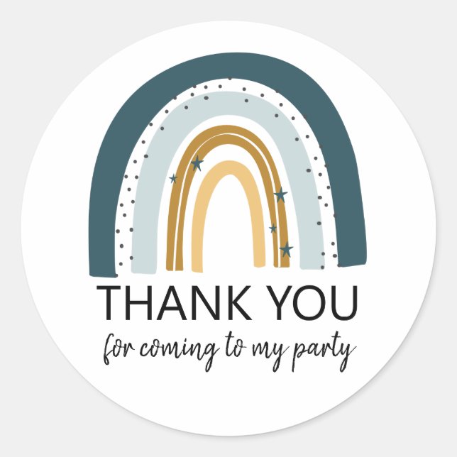 Adesivo Redondo Blue Rainbow Birthday Favkers (Frente)