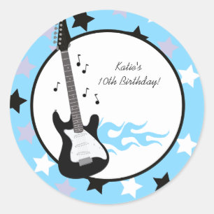 Adesivo Redondo Blue Rock Star Favor Stickers