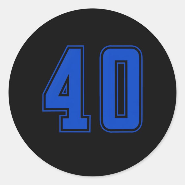 Adesivo Redondo Blue Royal Number 40 Team Junior Sports numerado U (Frente)