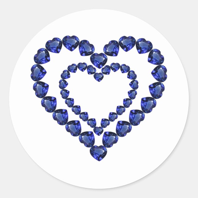 Adesivo Redondo Blue Sapphire Heart (Frente)
