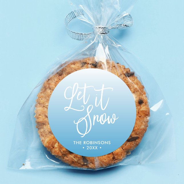 Adesivo Redondo Blue Script que deixa nevar Feriado de inverno (Criador carregado)