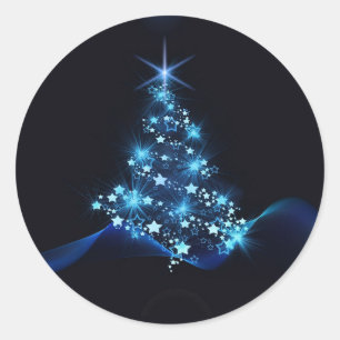 Adesivo Redondo Blue Shine of Stars no Natal Dark