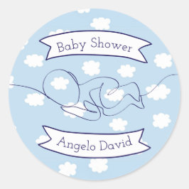 Adesivo Redondo Blue Sky e Clouds Boy Baby