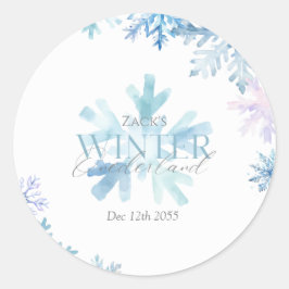 Adesivo Redondo Blue Snowflake Thank You Round Stickers