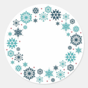Adesivo Redondo Blue Snowflake Wreath