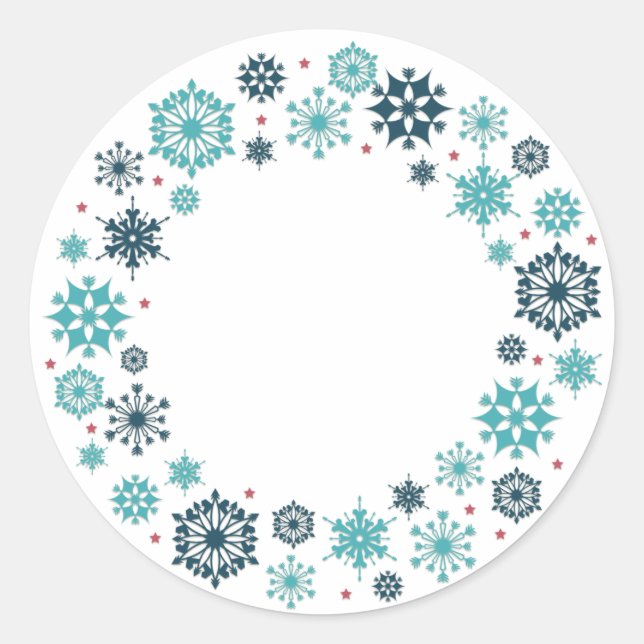 Adesivo Redondo Blue Snowflake Wreath (Frente)