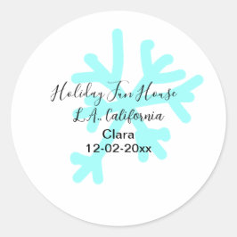 Adesivo Redondo Blue snowflakes holiday camping house place date