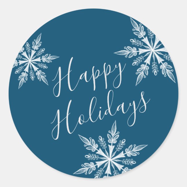 Adesivo Redondo Blue Snowy Winter Wonderland Envelope Seal (Frente)