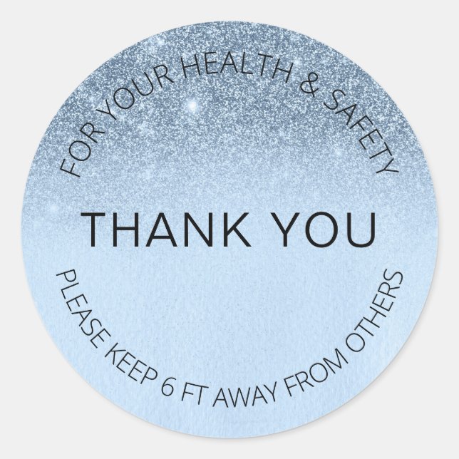 Adesivo Redondo Blue Social Distancing Salon 6 pés distanciado (Frente)