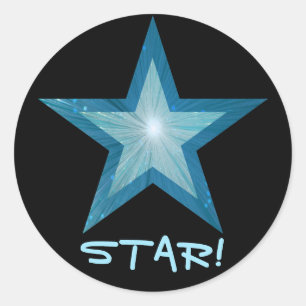 Adesivo Redondo Blue Star 'STAR' preto redondo