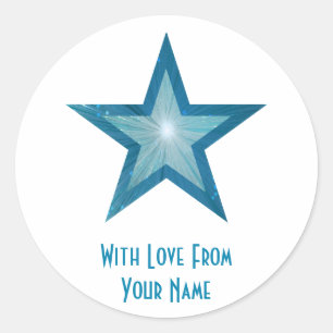 Adesivo Redondo Blue Star 'With Love From' (Com amor de") - etique