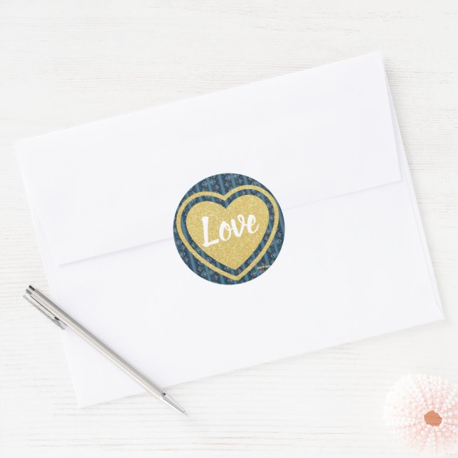 Adesivo Redondo Blue Stripe Love Sticker da Poeta Adiela Akoo (Envelope)