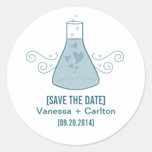 Adesivo Redondo Blue Sweet Chemistry Save the Date Stickers