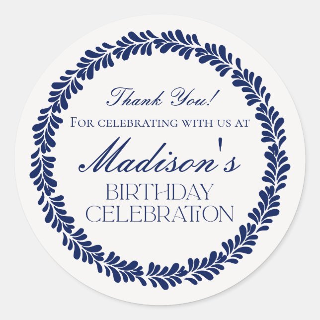 Adesivo Redondo Blue Talavera Azulejo Espanhol Fiesta Birthday Fav (Frente)