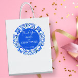 Adesivo Redondo Blue Talavera - Favor de casamento para azulejos e<br><div class="desc">Azulejo Talavera Espanhol azulejos mexicanos obrigado de casamento elegante você favorece adesivos modelo,  cores vibrantes e corajosas tipografia casual moderna favorece adesivos noiva e vomiteiros</div>