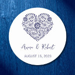 Adesivo Redondo Blue Talavera Heart<br><div class="desc">Coração de Talavera Azul</div>