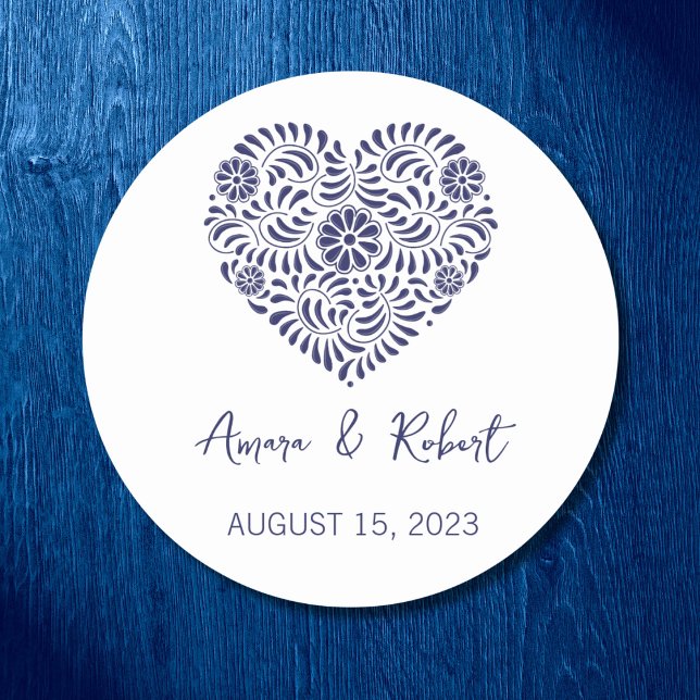 Adesivo Redondo Blue Talavera Heart (Criador carregado)