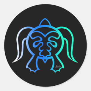 Adesivo Redondo Blue Tattoo sea Turtle Drake