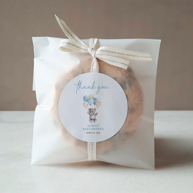 Adesivo Redondo Blue Teddy Bear Podemos Amassar Chá de fraldas De  (Criador carregado)