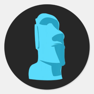 Adesivo Redondo Blue Tiki Moai Ilha Páscoa Havaiana Luau Gift
