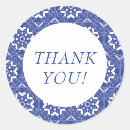 Adesivo Redondo Blue Tile Thank You Sticker