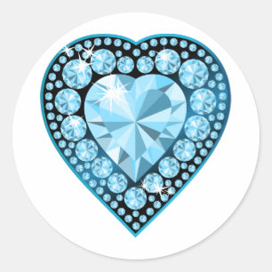 Adesivo Redondo Blue Topaz Gem Heart
