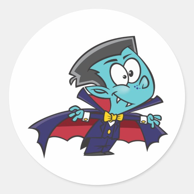 Adesivo Redondo Blue Vampire Boy with Cape Cute Dracula (Frente)