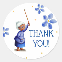 Adesivo Redondo Blue Watercolor Floral Black Mulher Agradecida