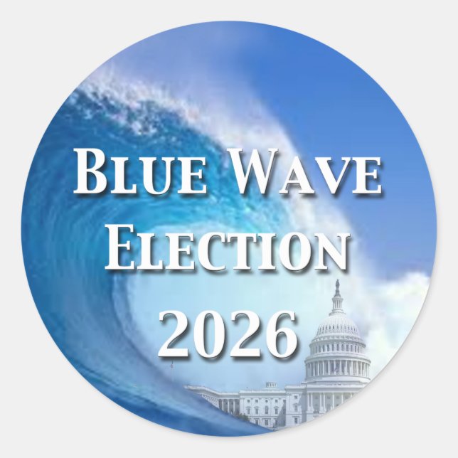 Adesivo Redondo Blue Wave Election 2026 (Frente)