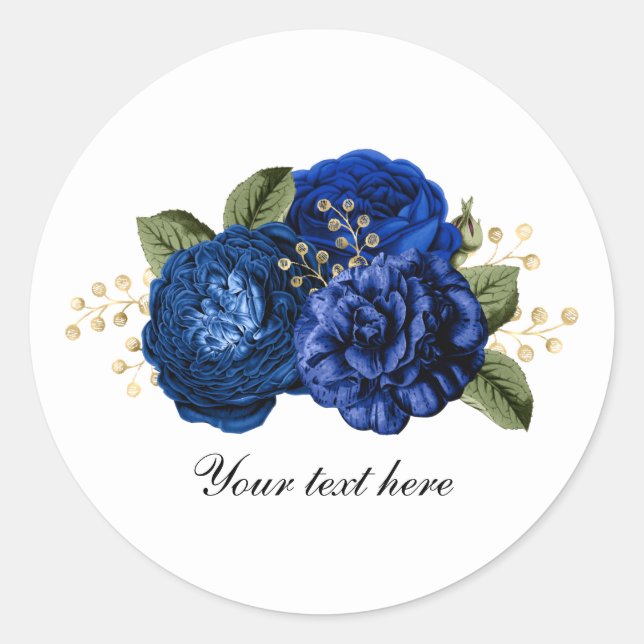 Adesivo Redondo Blue Wedding roses customizable (Frente)