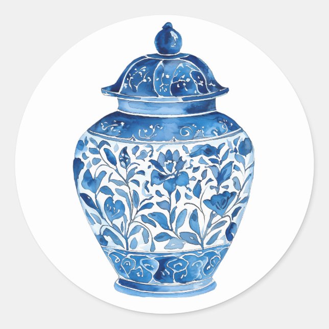 Adesivo Redondo Blue white stickers (Frente)