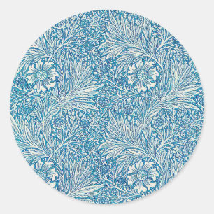 Adesivo Redondo Blue William Morris Floral Patterno
